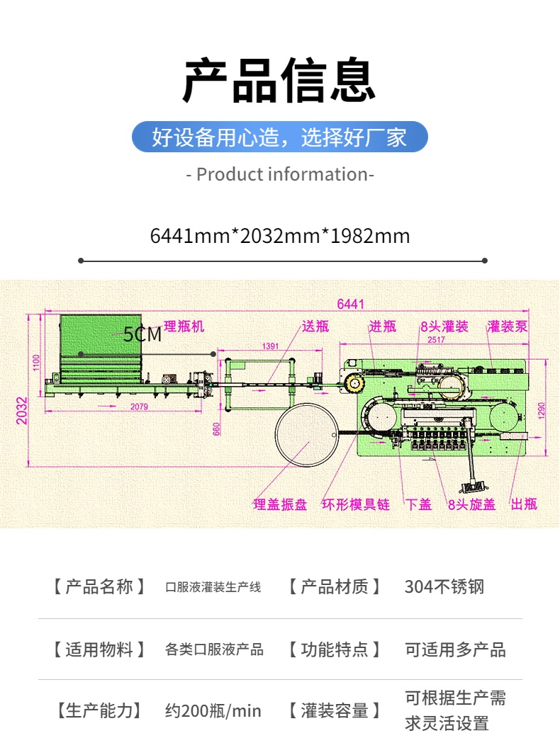 全自動口服液灌裝機技術參數(shù)與設計圖紙